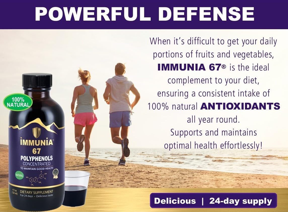 Immunia 67 polyphenols haskap berry liquid highlights rich polyphenols for immune balance.