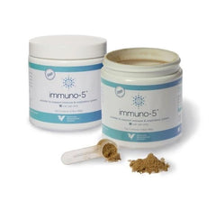 Immuno-5 powder sprinkled into cat food for easy daily use.