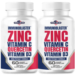 IMMUNO BLASTER zinc quercetin capsules bottle front for immune support.