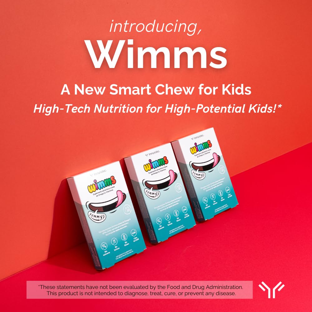 Immunocal Wimms Smart Chews tropical flavor chews support kid-friendly omega-3 intake.