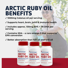 Immunocorp Arctic Ruby Oil omega-3 content visible in emphasis