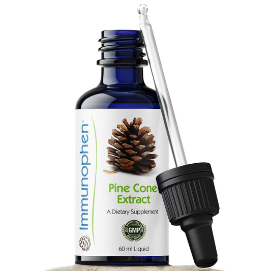 Immunophen Liquid Pine Cone Extract bottle for daily immune support and antioxidant benefits.