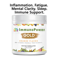 ImmunoPower Gold daily ritual with a scoop and glass