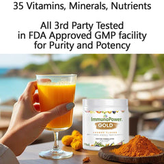 ImmunoPower Gold FDA-approved facility seal on packaging