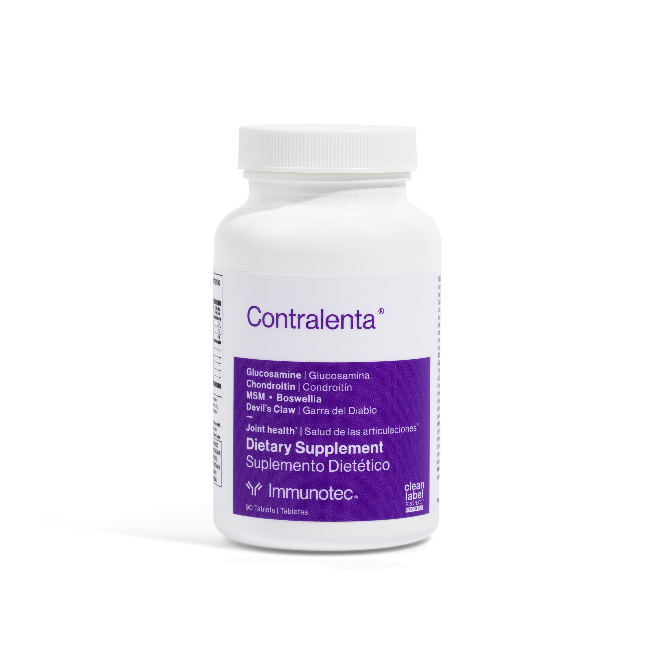 Immunotec Contralenta bottle label highlighting joint support.