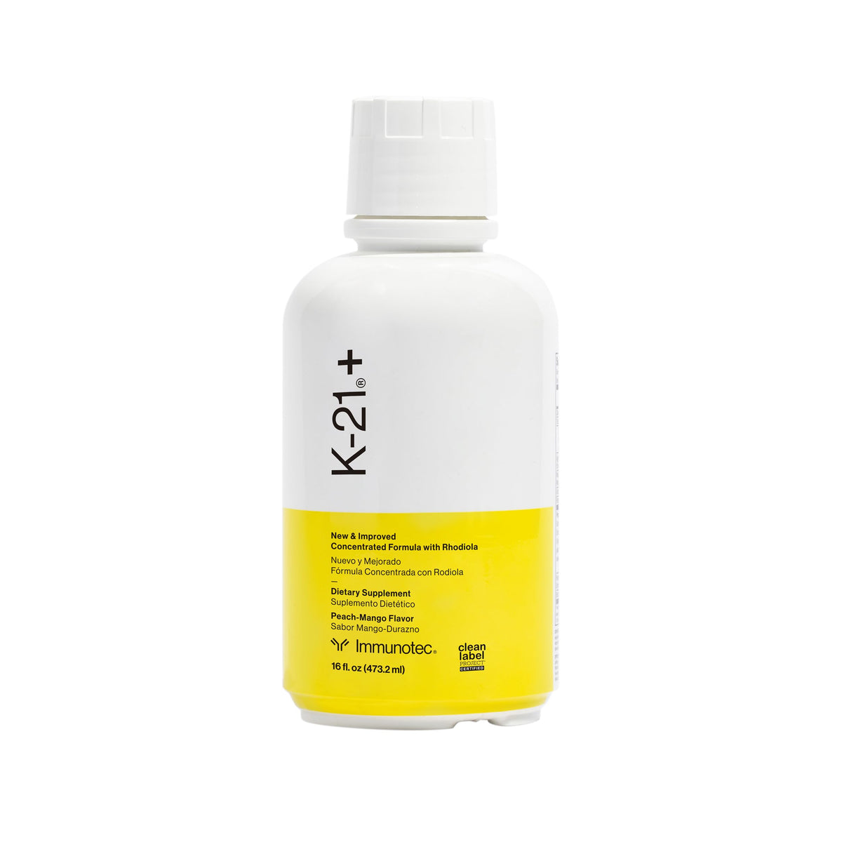 Immunotec K-21Plus bottle front with herbal adaptogen blend for energy support
