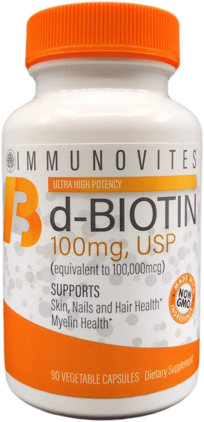 IMMUNOVITES High Dose Biotin bottle front showing branding and packaging for daily wellness