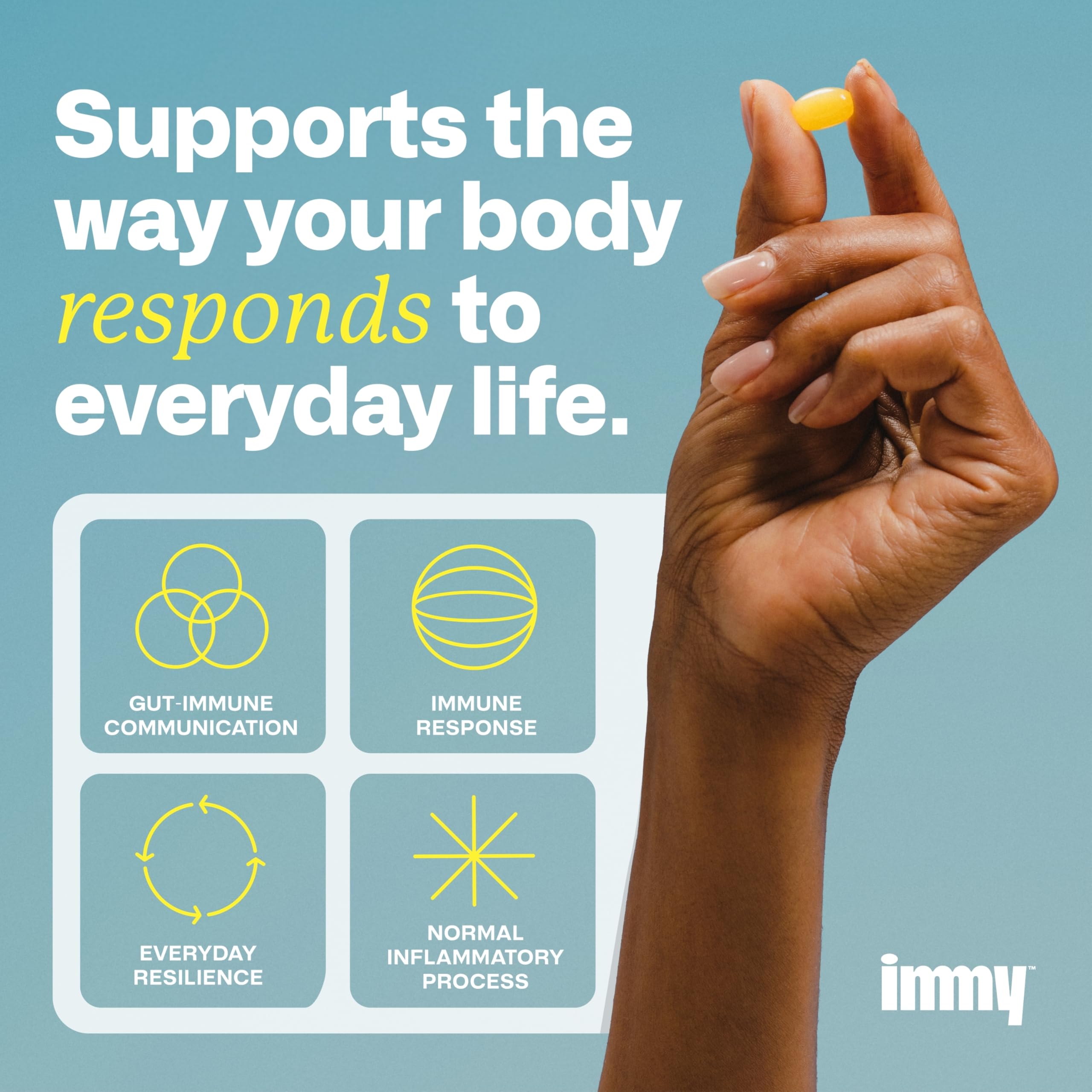 IMMY immune label closeup emphasizes M.aurum and olive oil carrier.
