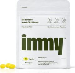 IMMY immune supplement bottle for daily immune and mood support.