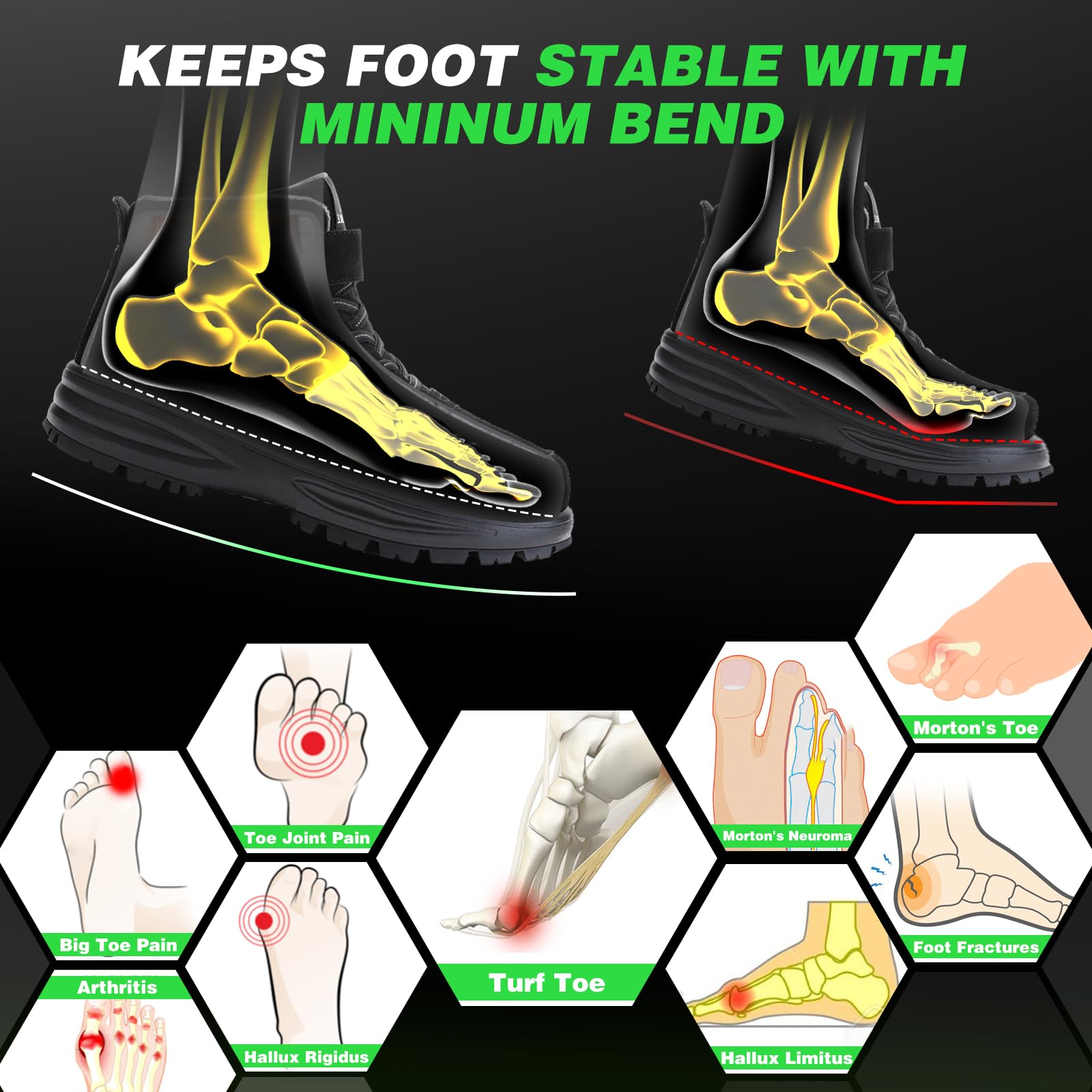 Imonujo carbon fiber insole in shoe shows versatile fit for sneakers and hiking boots.