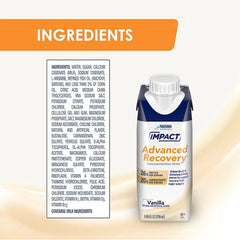 Impact Nutrition label highlights arginine, omega-3, and nucleotides for recovery.