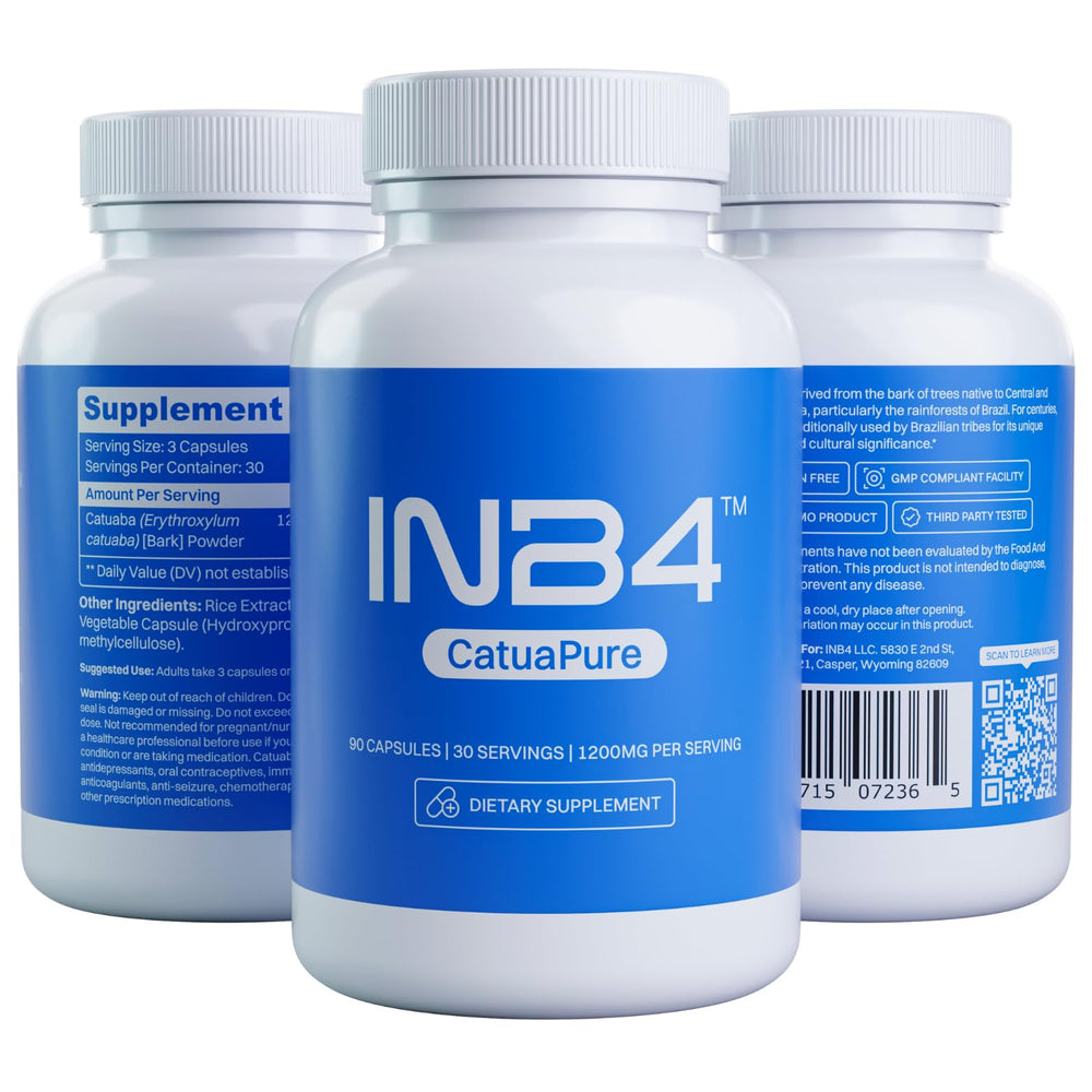 Third-party testing seal confirms CatuaPure identity for INB4 supplement.