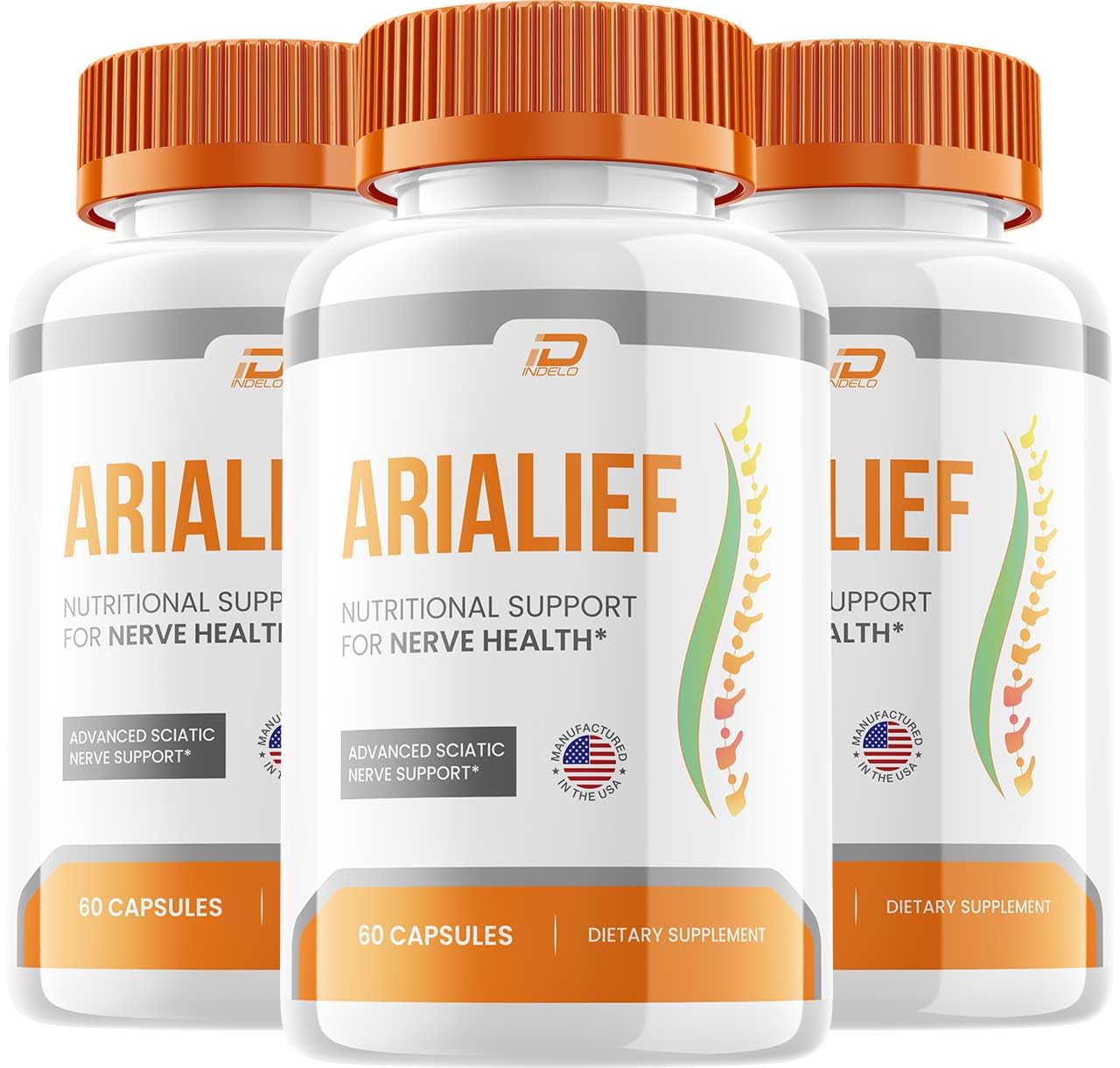 Indelo Arialief capsules bottle pour, ideal for easy daily use.
