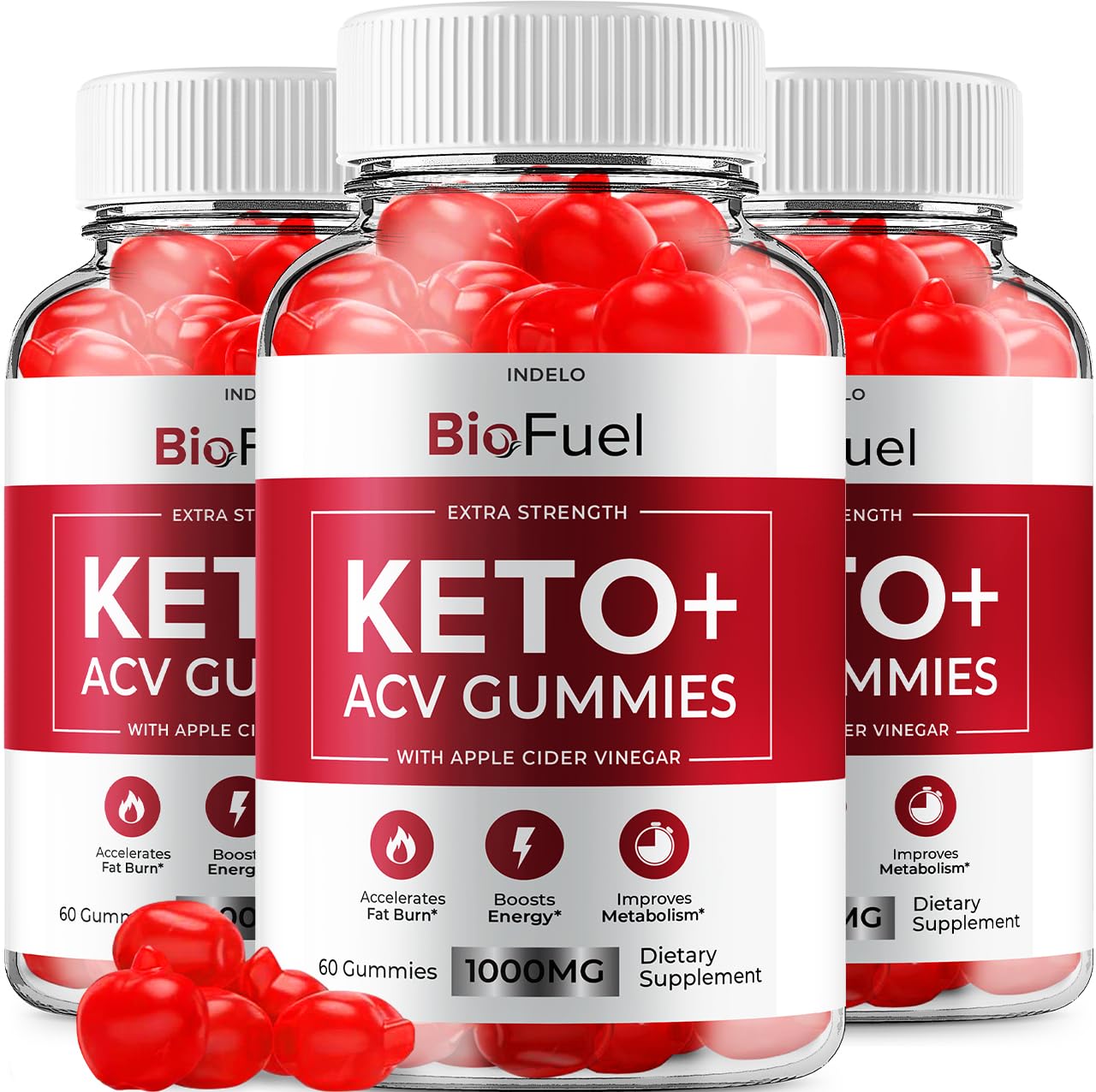 Indelo BioFuel Keto ACV Gummies bottle with keto-friendly label