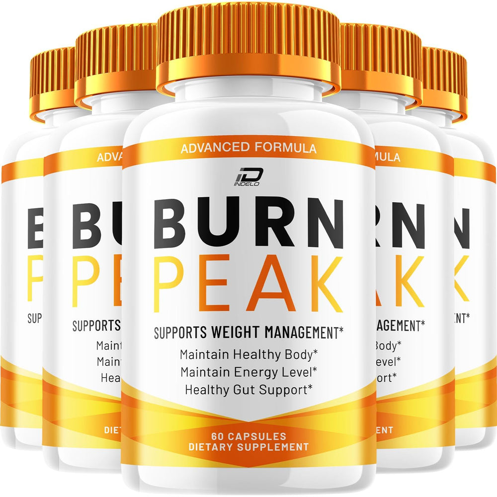 Indelo Burn Peak capsules bottle showing natural blend for daily wellness.