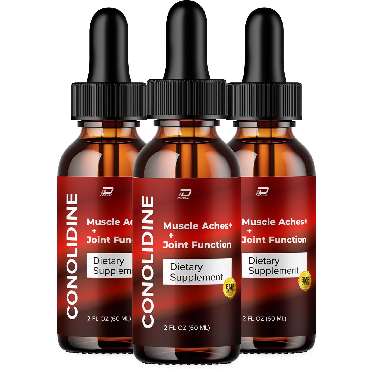 Indelo Conolidine Liquid Drops bottle with dropper for easy daily use.