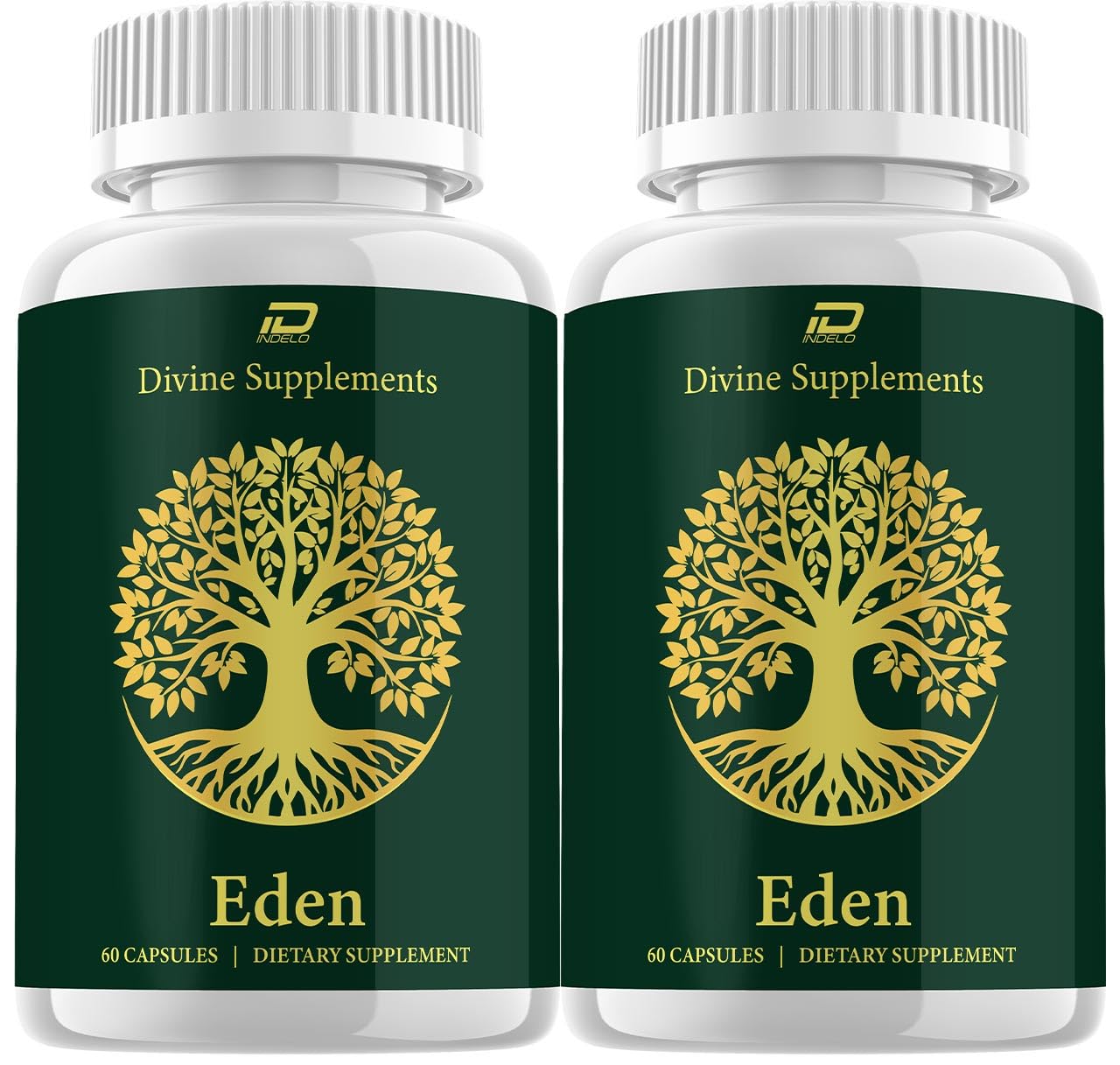 Indelo Eden Capsules bottle front view, convenient daily probiotic support