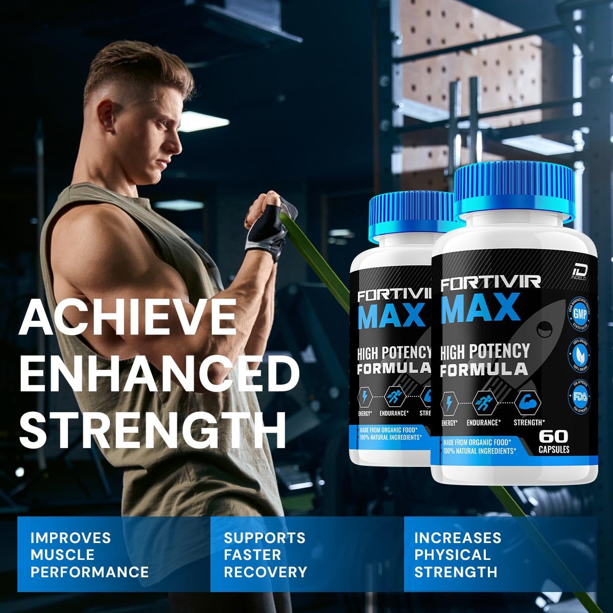 Indelo Fortivir Max label close-up highlights the product's natural approach.
