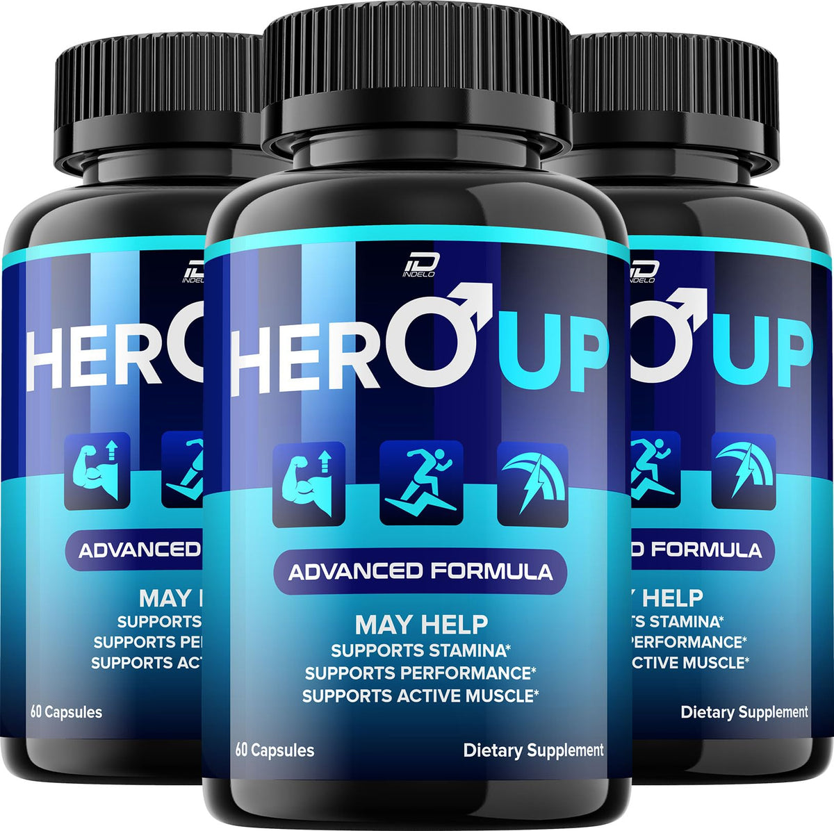 Indelo Hero Up capsule bottle front for easy daily wellness support