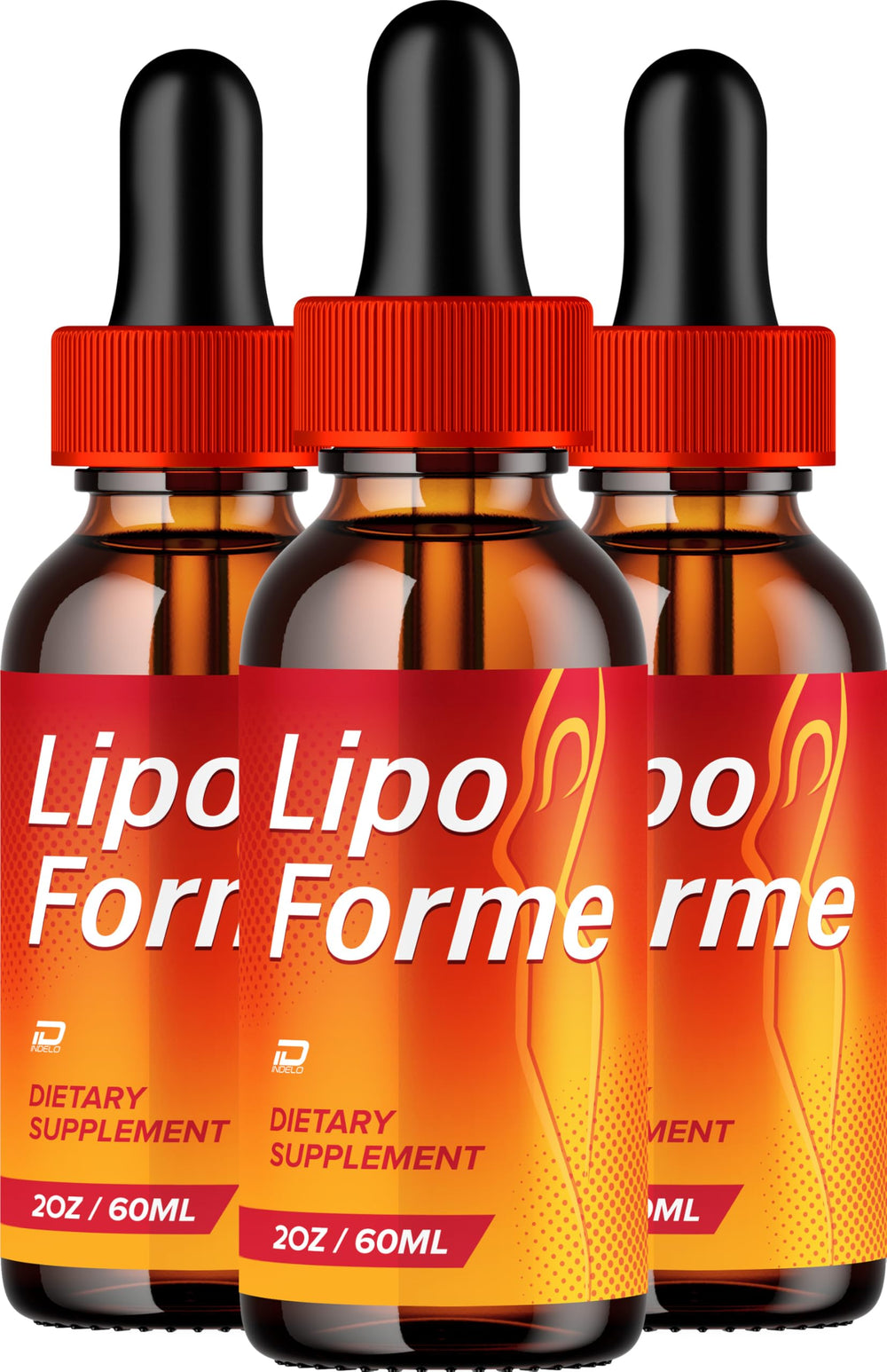 Indelo LipoForme liquid drops bottle with dropper for daily use.