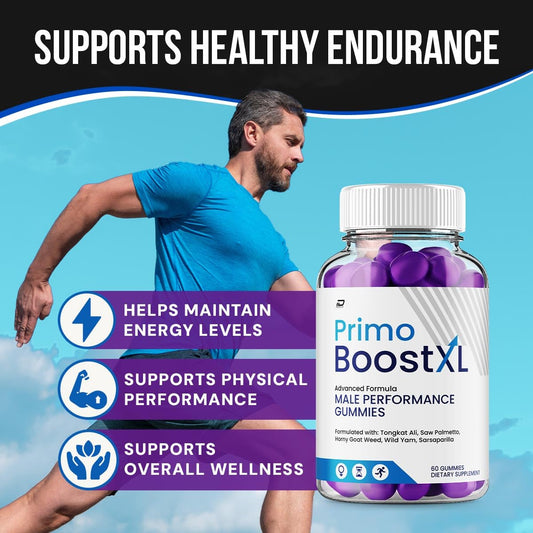 Indelo Primo Boost XL gummies close-up with vibrant colors and natural ingredients.
