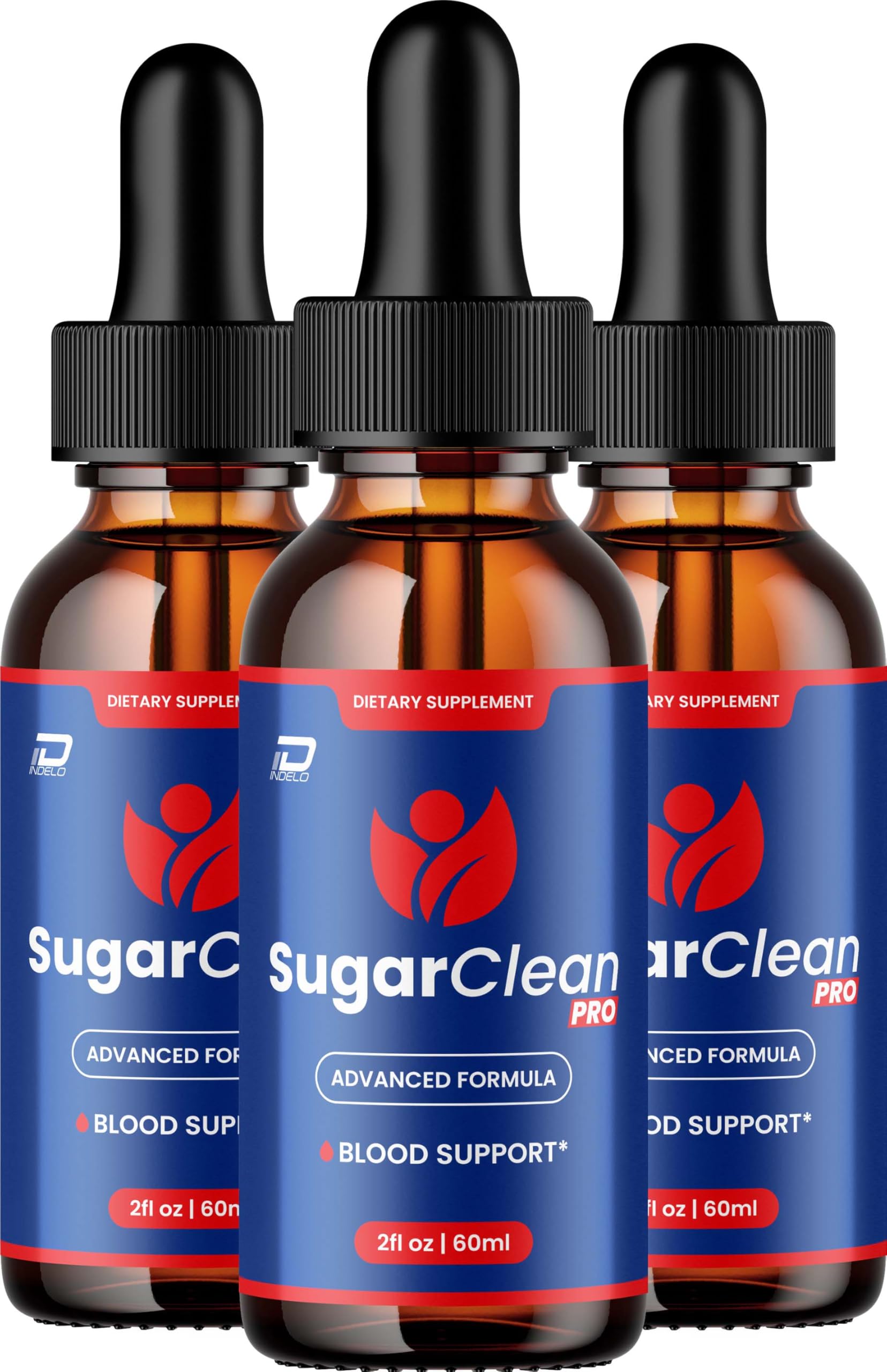 Indelo Sugar Clean Pro liquid drops in a bottle for convenient daily support.