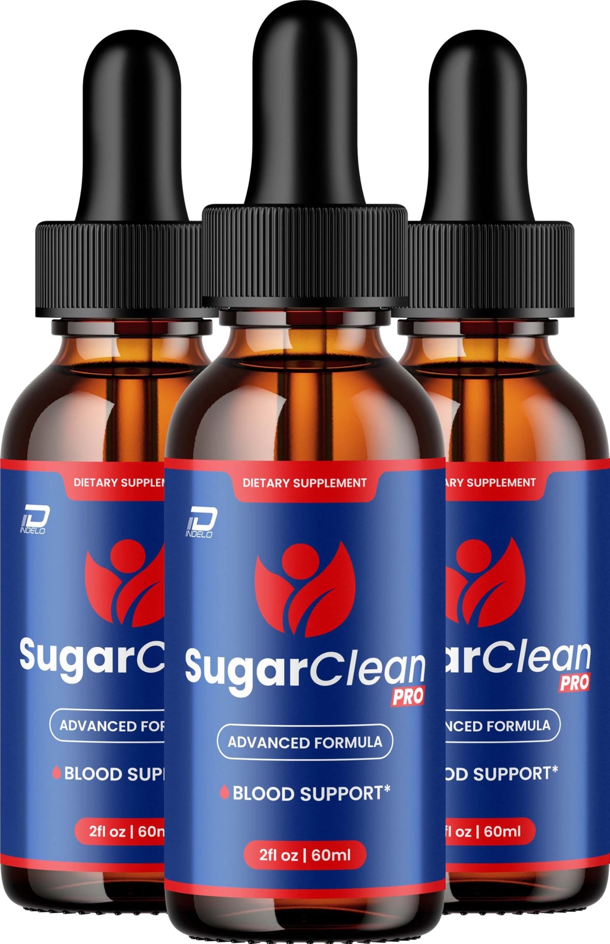 Indelo Sugar Clean Pro liquid drops in a bottle for convenient daily support.
