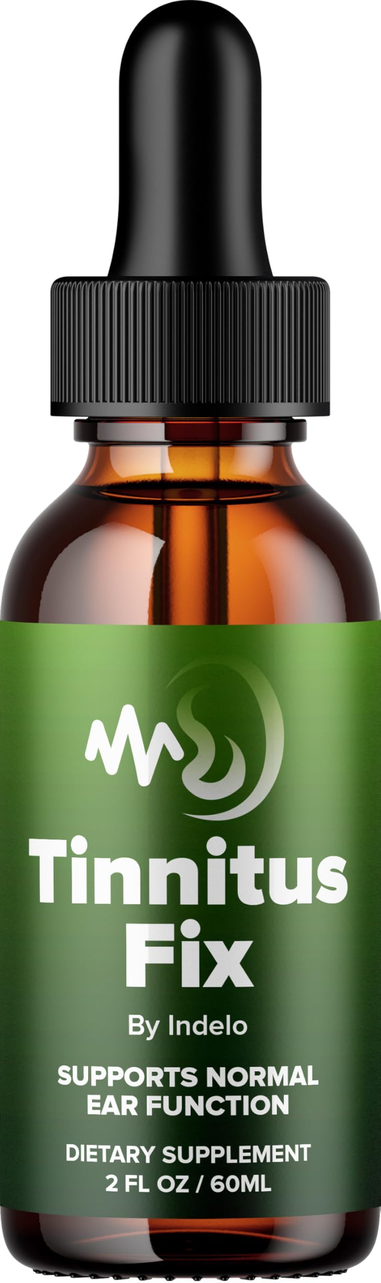 Indelo Tinnitus Fix Drops bottle front view for daily ear health support.