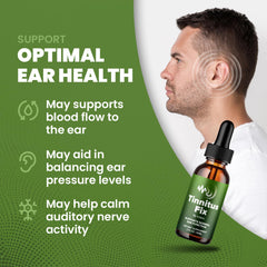 Indelo Tinnitus Fix Drops label close-up highlights the advanced formula.