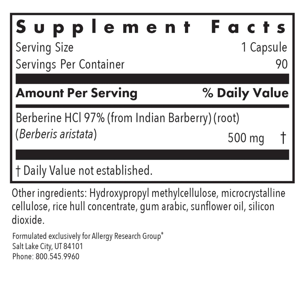 Indian barberry root berberine source label highlights natural origin for gentle metabolic support