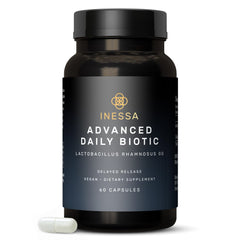 Inessa Daily Biotic bottle with capsules supports daily digestive balance.