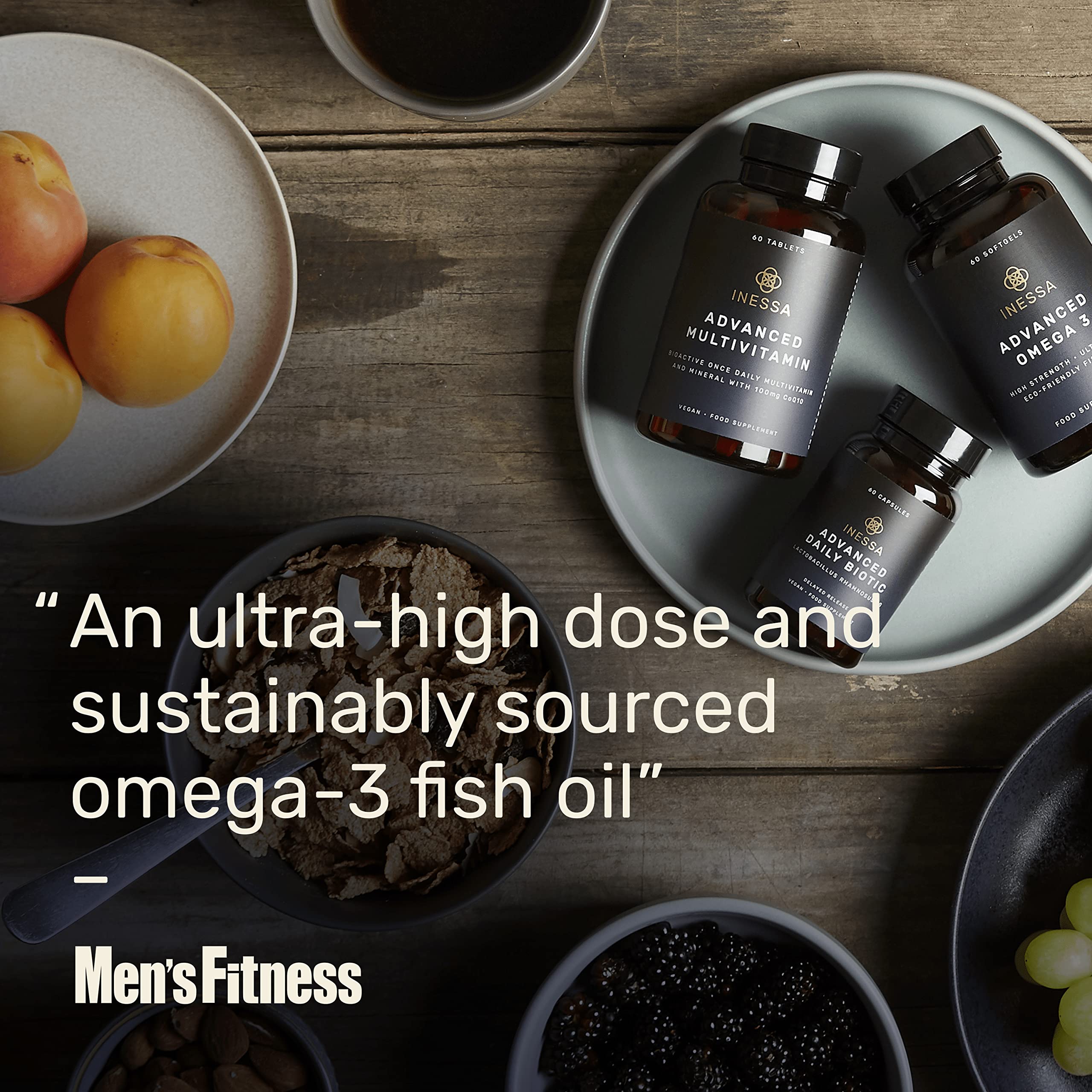Inessa Omega3 certifications label displays Friends of the Sea and GMP credentials
