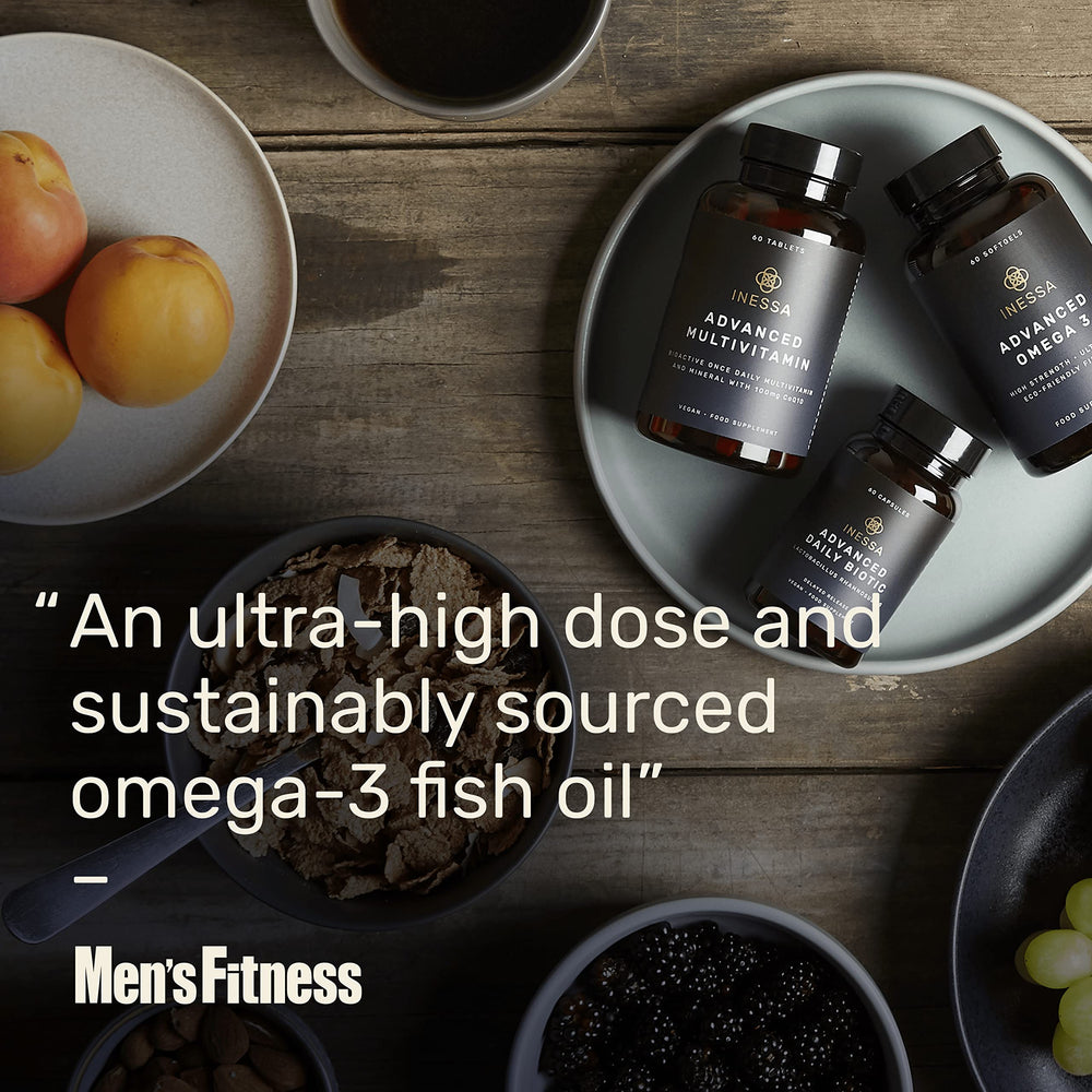 Inessa Omega3 certifications label displays Friends of the Sea and GMP credentials