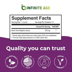 INFINITE AGE ingredients label communicates natural sourcing and no solvents.