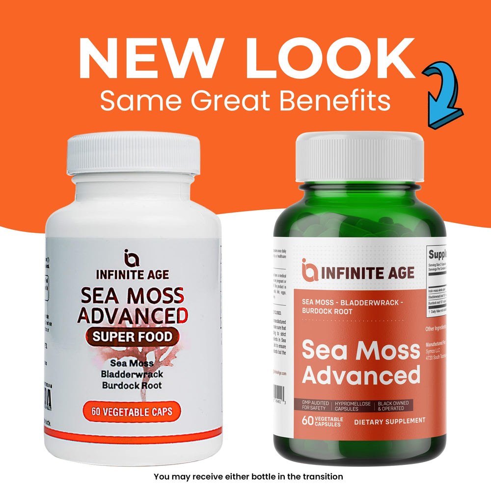 Infinite Age Irish seamoss plants illustrate natural plant-based ingredients.