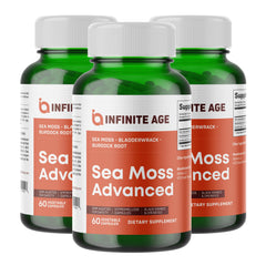 INFINITE AGE sea moss bottle front view for daily wellness support.