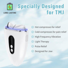 InfiniteRelax compact ergonomic tool in use near jaw and neck for targeted relief.