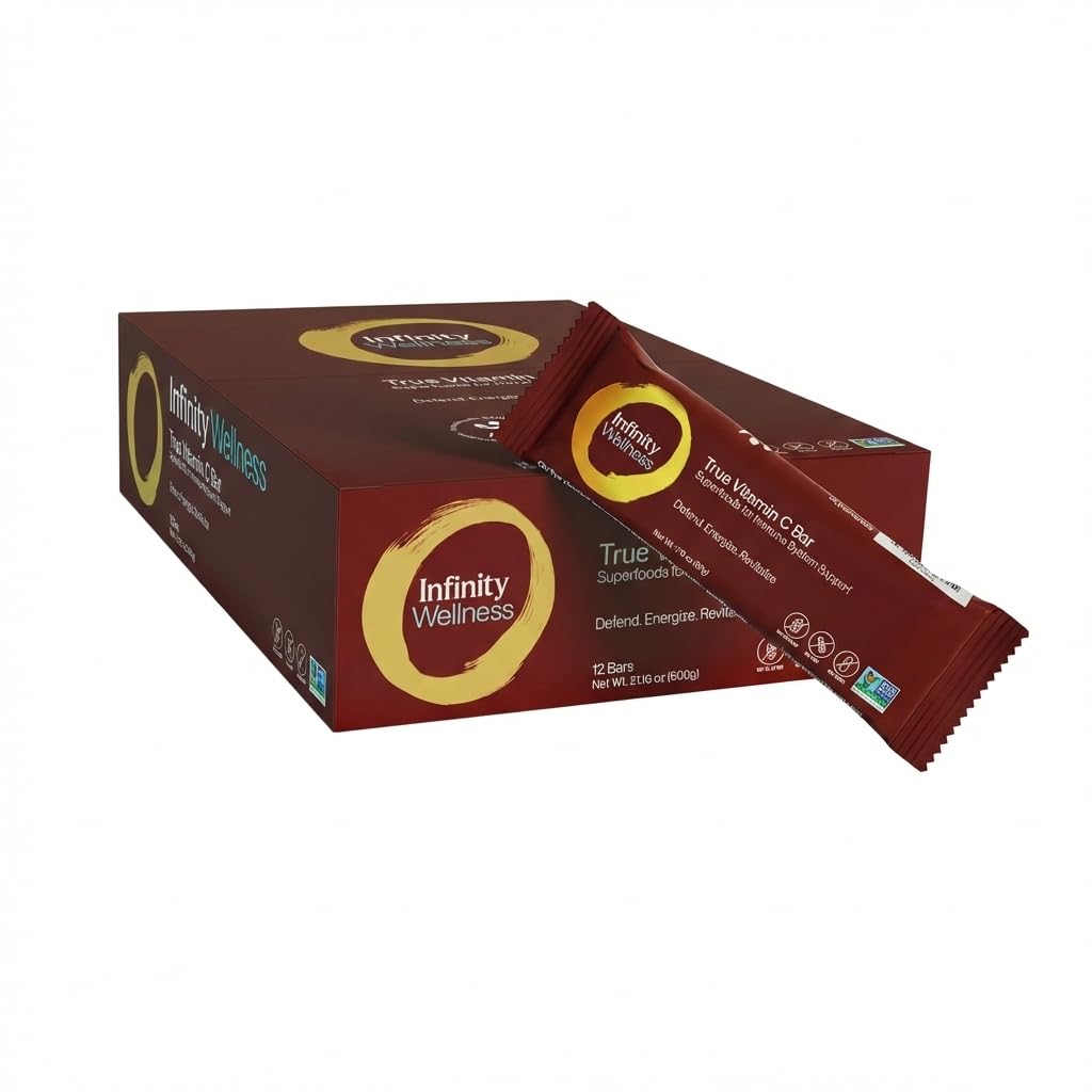Infinity C Superfood Bars packaging front highlighting plant-based Vitamin C for daily energy