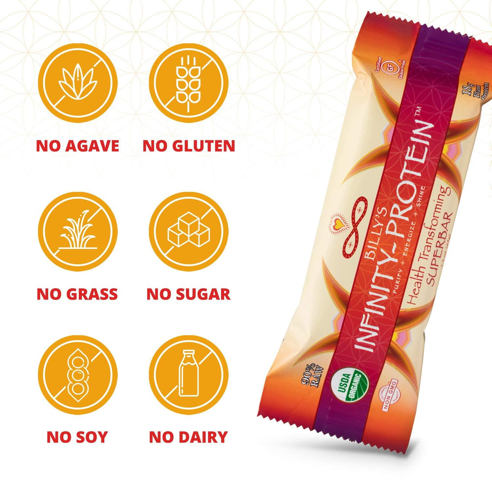 Infinity Greens Billy's Infinity bar dates-honey flavor showcases natural sweetness