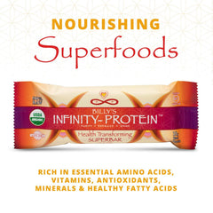 Infinity Greens Billy's Infinity bar gluten-free label communicates allergen-friendly snack