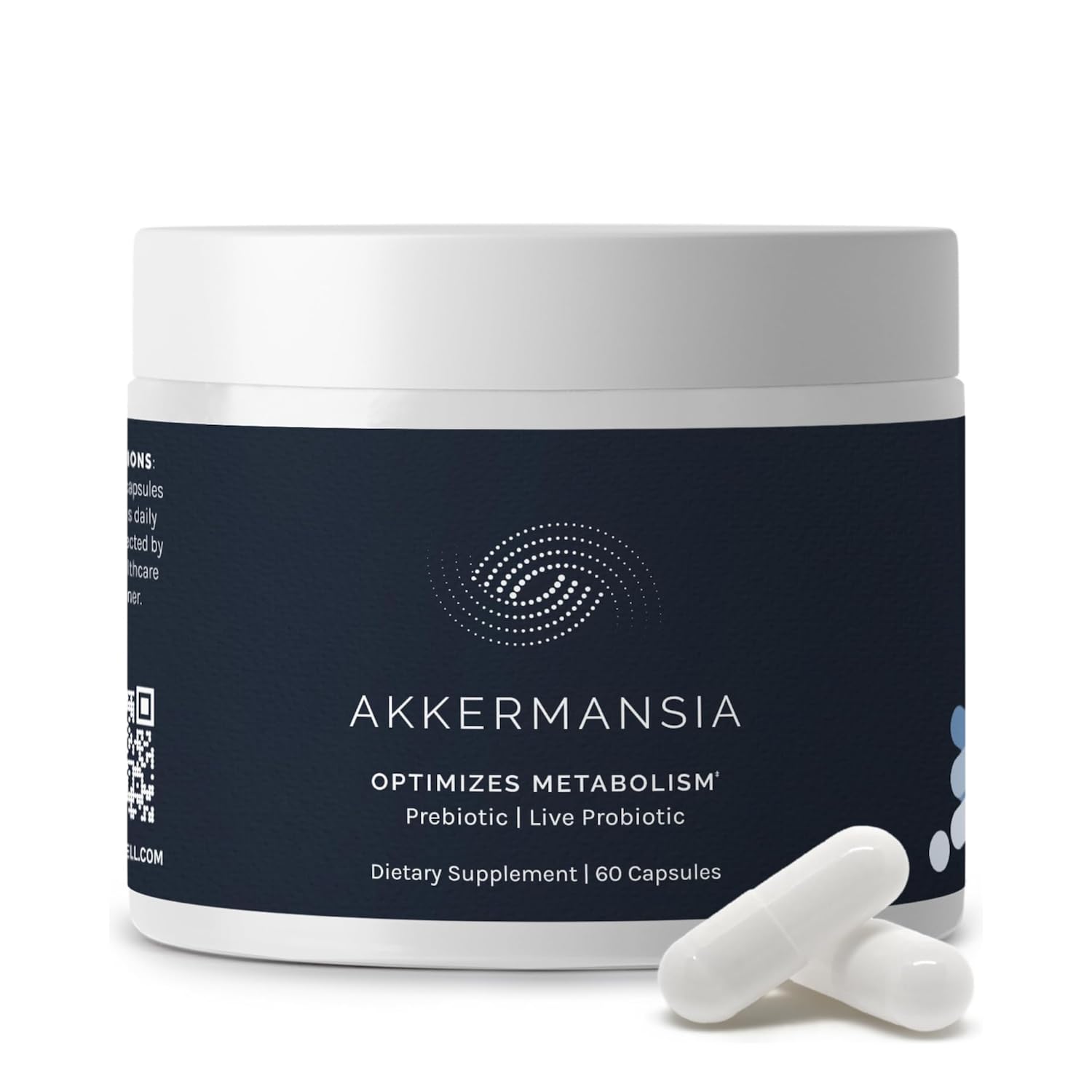 InfiniWell Akkermansia probiotic bottle showing balanced gut microbiome potential