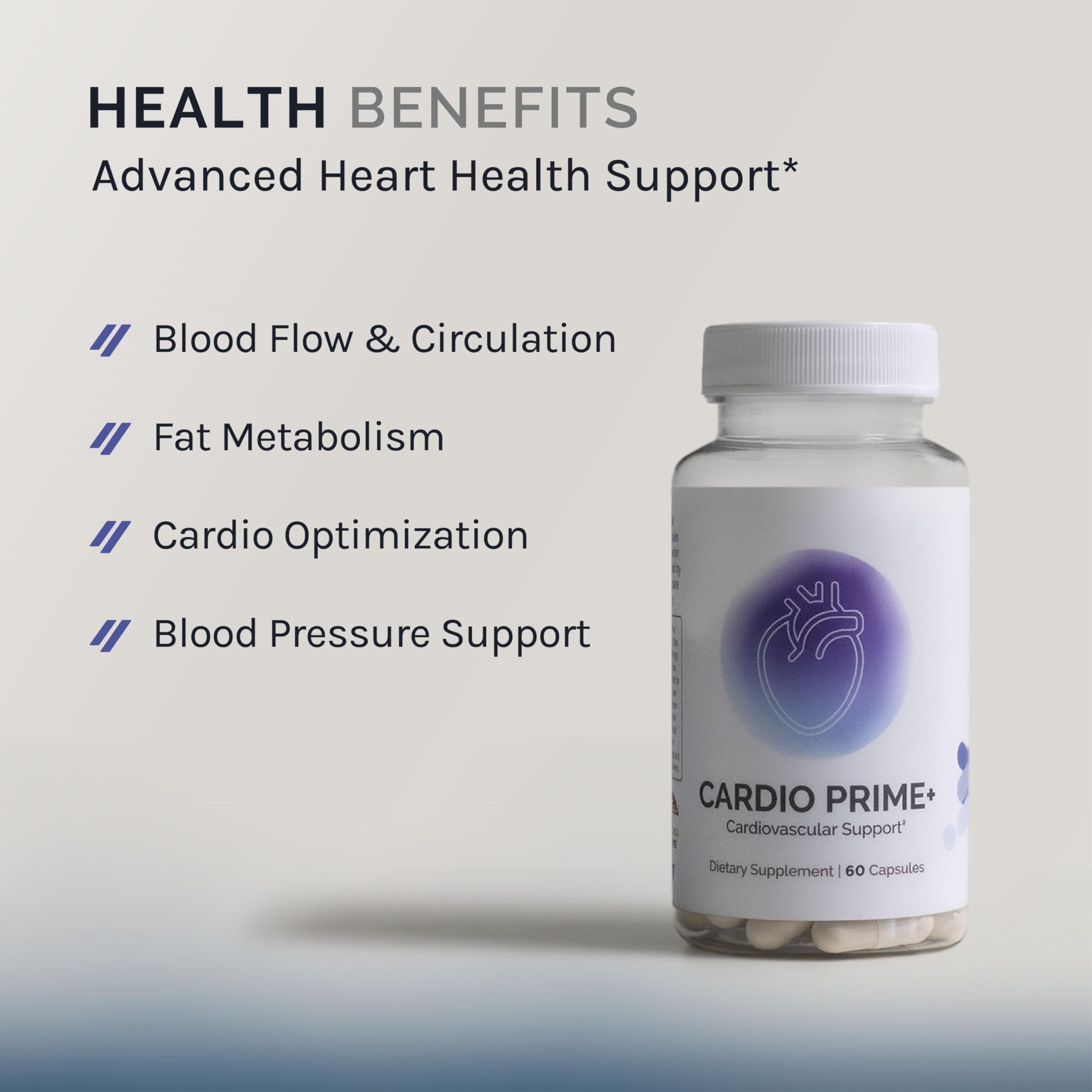 InfiniWell Cardio Prime bottle label shows ingredients and dosage.