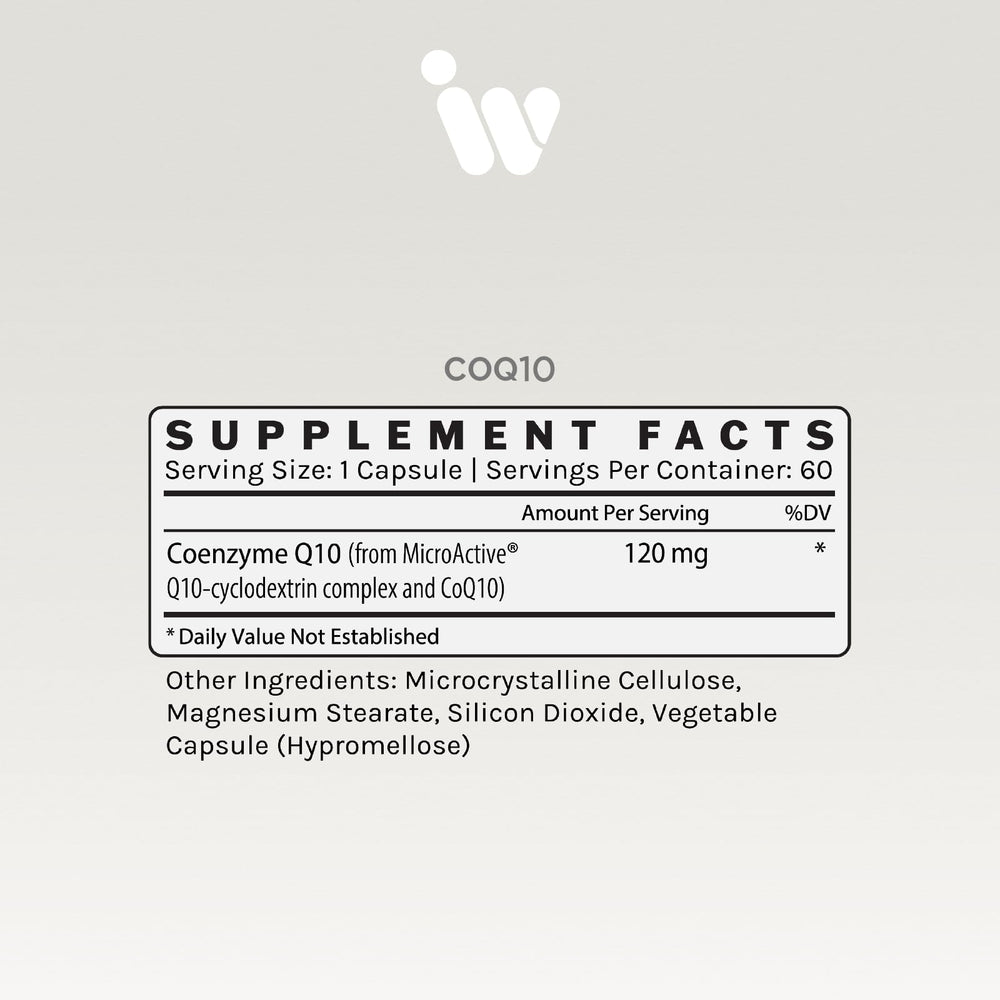 InfiniWell CoQ10 capsules close-up showing compact softgels for easy daily intake