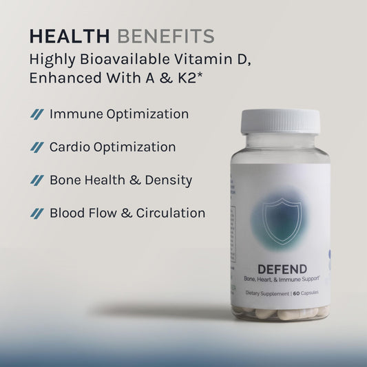 InfiniWell Defend bottle pour shows easy daily capsule intake.
