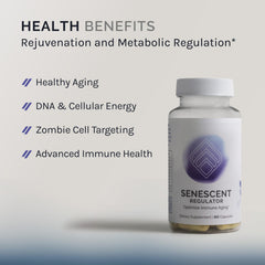 Capsules of InfiniWell Senescent Regulator with turmeric and resveratrol for cellular health
