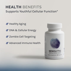 InfiniWell Senolytic capsules close-up for daily cognitive support.