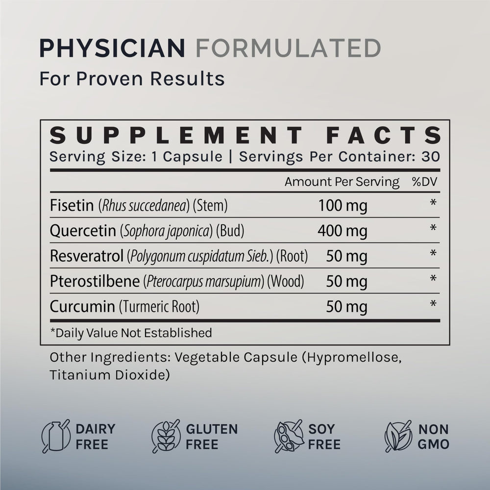 InfiniWell Senolytic capsules in hand for convenient supplementation.