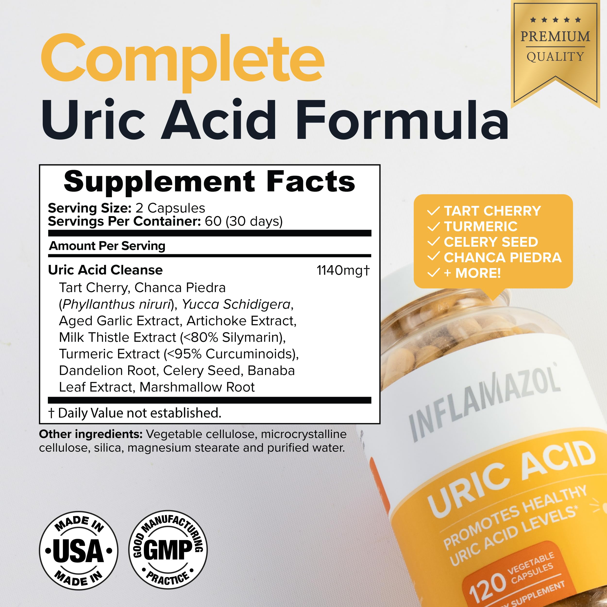 Inflamazol Uric Acid Cleanse turmeric powder visual suggesting natural support
