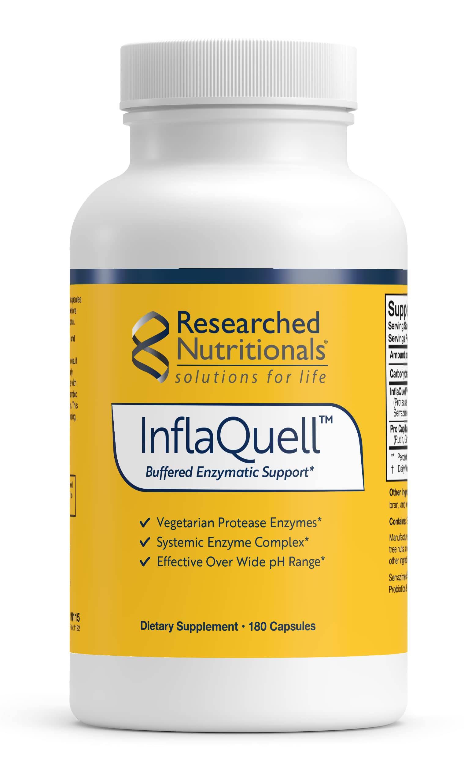 InflaQuell bottle front by Researched Nutritionals for daily support.