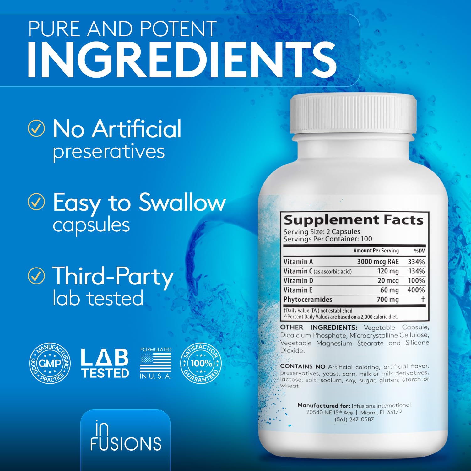 Pouring Infusions International Phytoceramides capsules during routine.